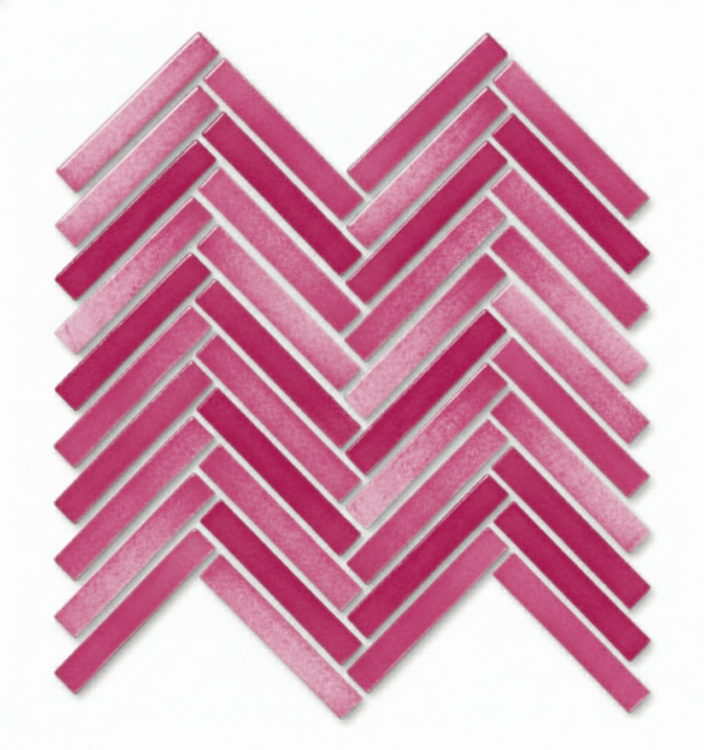 Glossy Finish Fog Pink Gloss 3D Duo Herringbone Ceramic tile 255x270 mm