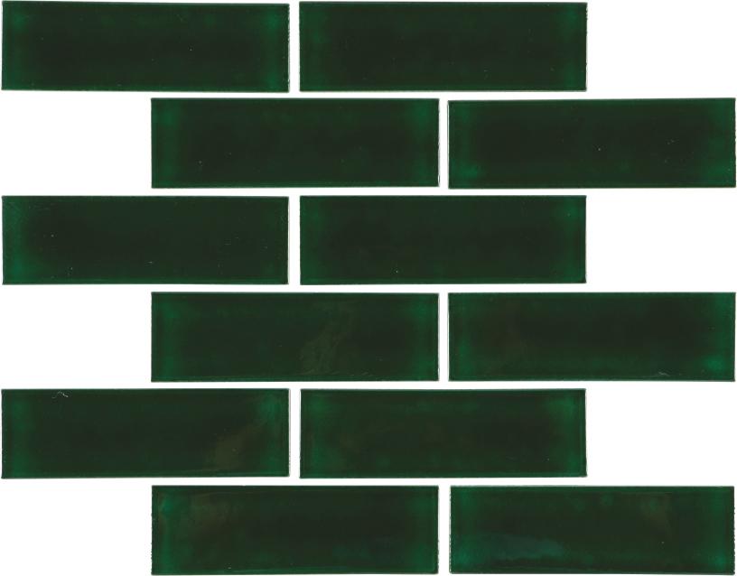 Glossy Finish Green Gloss 3D Duo Brick Bone Ceramic tile 285x295 mm
