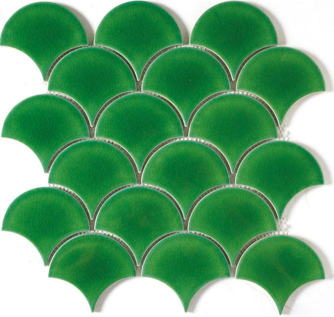 Glossy Finish Green Gloss 3D Fishscale Ceramic tile 292x292 mm