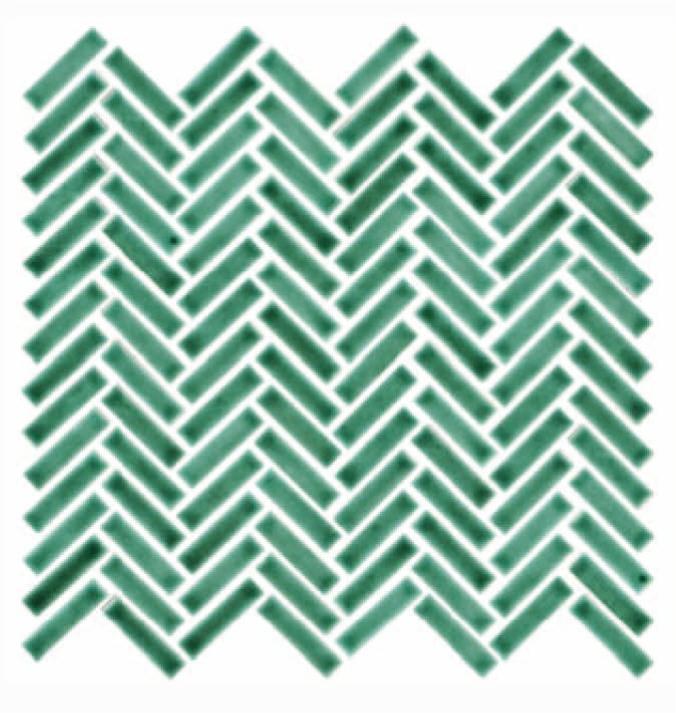Glossy Finish Green Gloss 3D Quad Herringbone Ceramic tile 275x282 mm