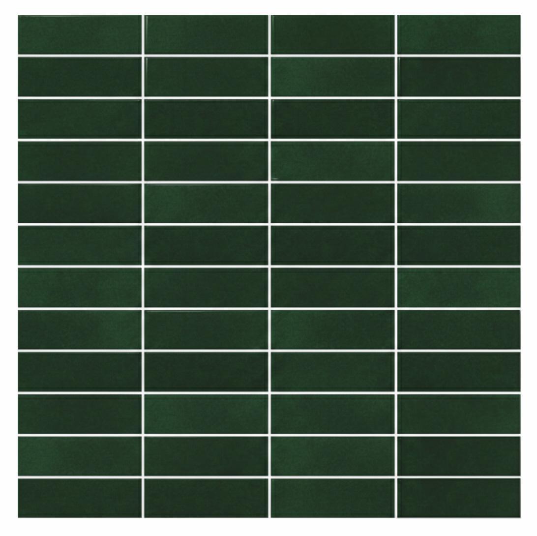 Glossy Finish Green Gloss 3D Stacked Brick Ceramic tile 298x298 mm