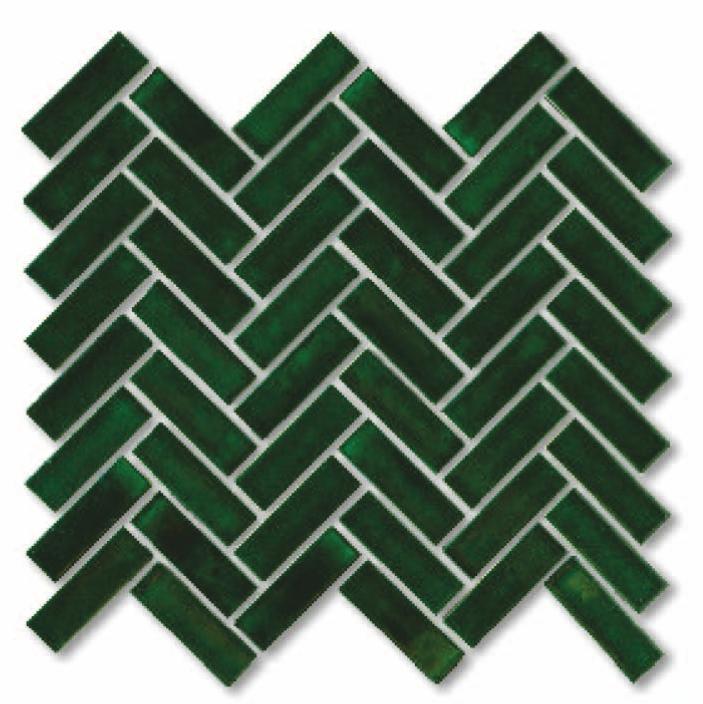 Glossy Finish Green Gloss 3D Tri Herringbone Ceramic tile 282x315 mm
