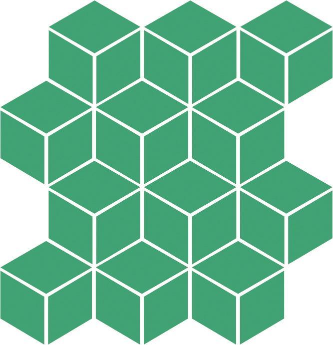 Glossy Finish Green Gloss Cube Ceramic tile 265x310 mm