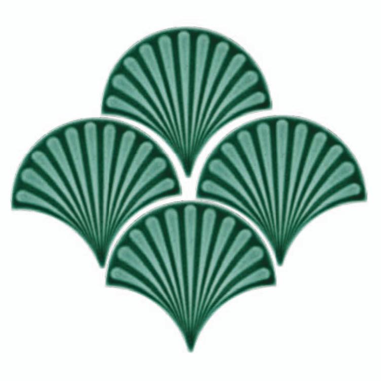 Glossy Finish Green Gloss Fishscale Art Ceramic tile 133x150 mm