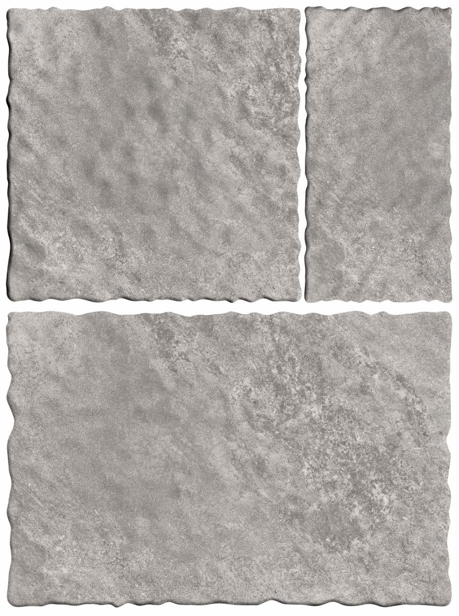Matte Finish Grey Wavy Edge Modular Vitrified tile 455X305, 305X305,155X305 mm