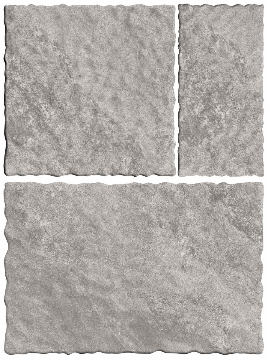 Matte Finish Grey Wavy Edge Modular Vitrified tile 455X305, 305X305,155X305 mm