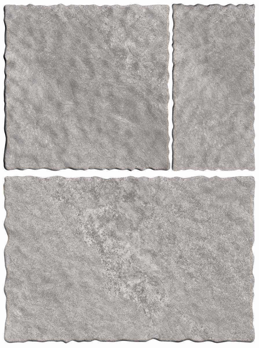 Matte Finish Grey Wavy Edge Modular Vitrified tile 455X305, 305X305,155X305 mm