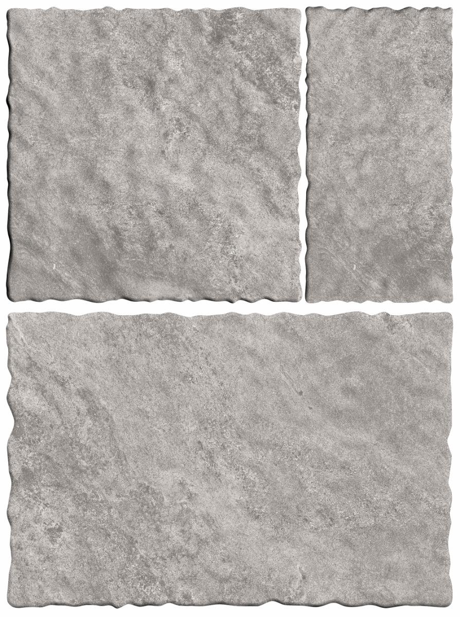 Matte Finish Grey Wavy Edge Modular Vitrified tile 455X305, 305X305,155X305 mm