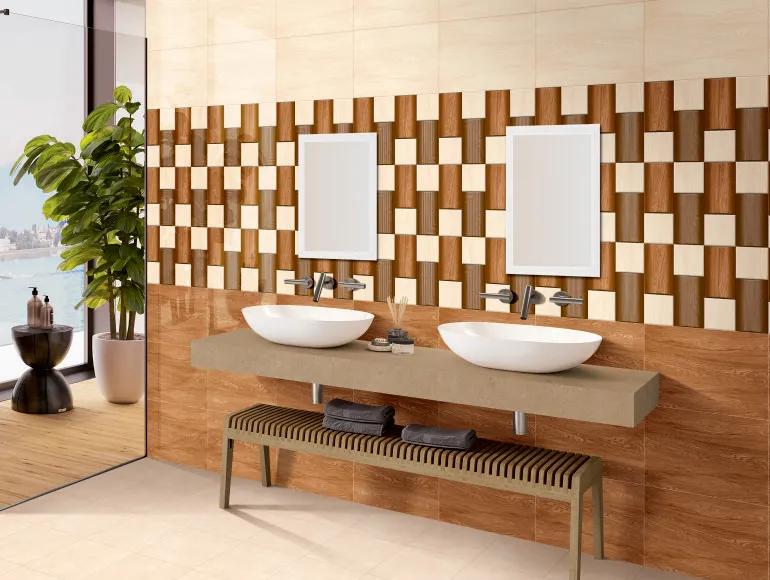 Glossy Finish HBG Venezia Oak Wood LT Ceramic tile 300x450 mm