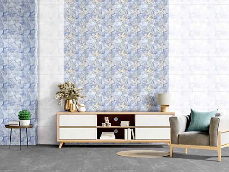 Glossy Finish HHG Rose Sheer Blue HL Ceramic tile 300x450 mm