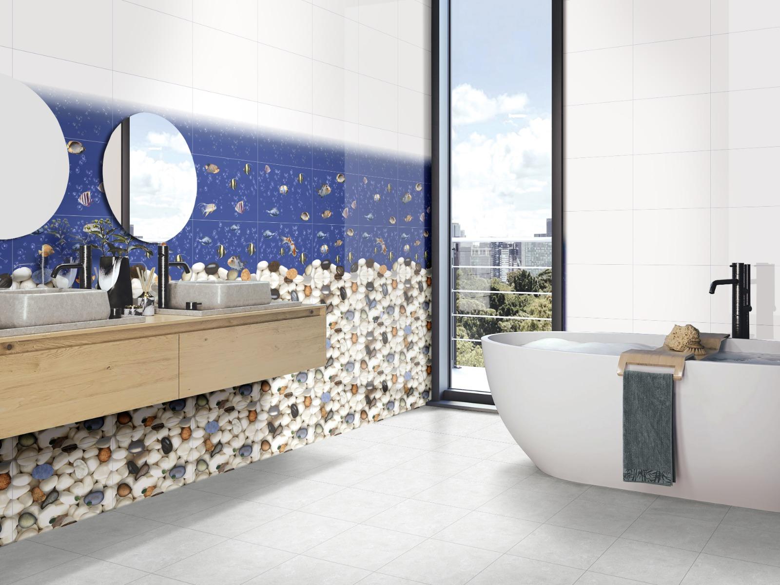 Glossy Finish HBG Sea Pebbles Multi Ceramic tile 300x450 mm