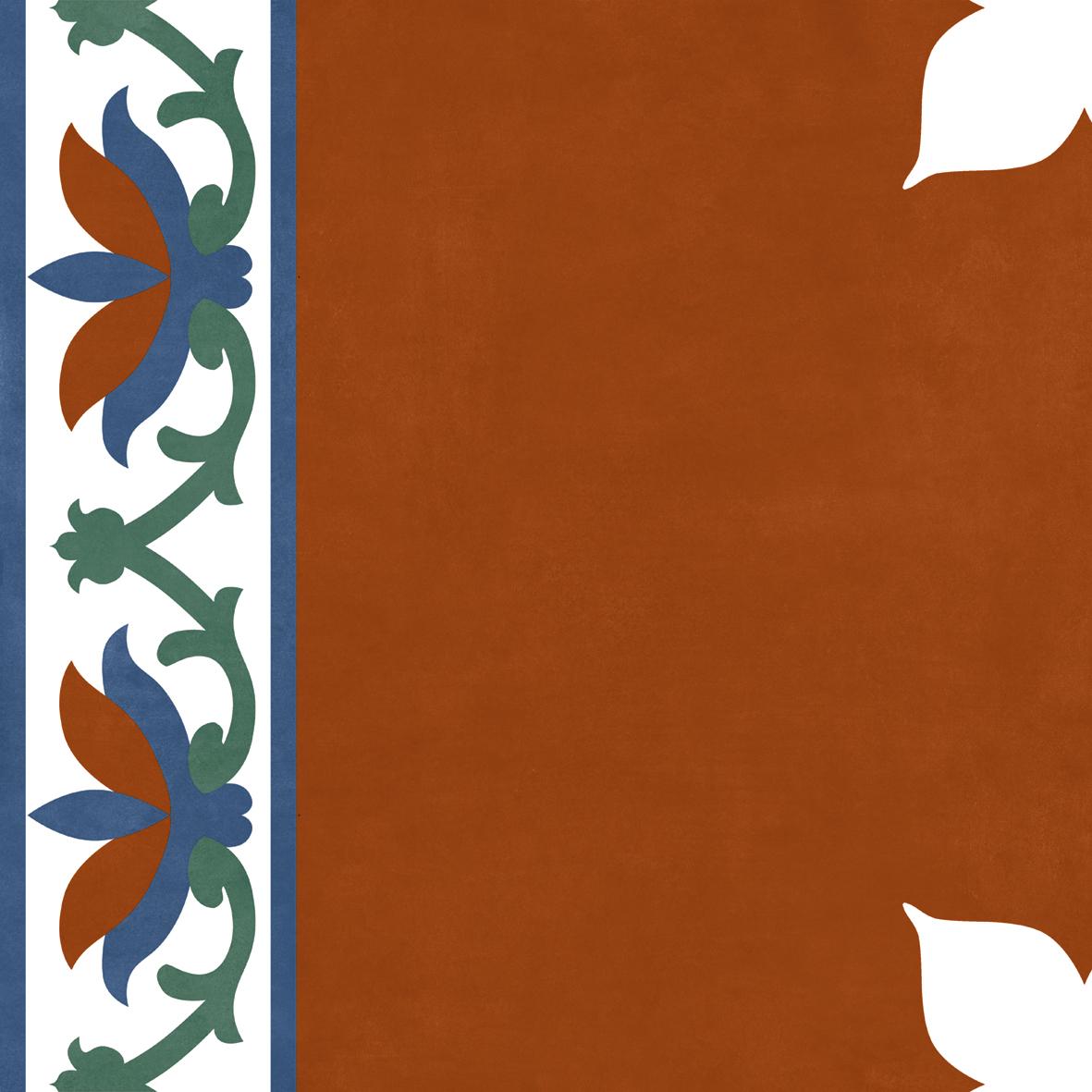 false HP Copper Border Athangudi Floret Digital Paver tile 300x300 mm