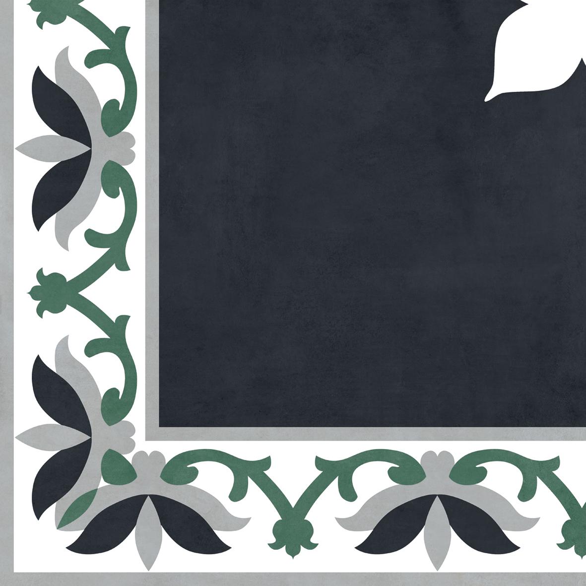 false HP Nero Corner Athangudi Floret  Digital Paver tile 300x300 mm