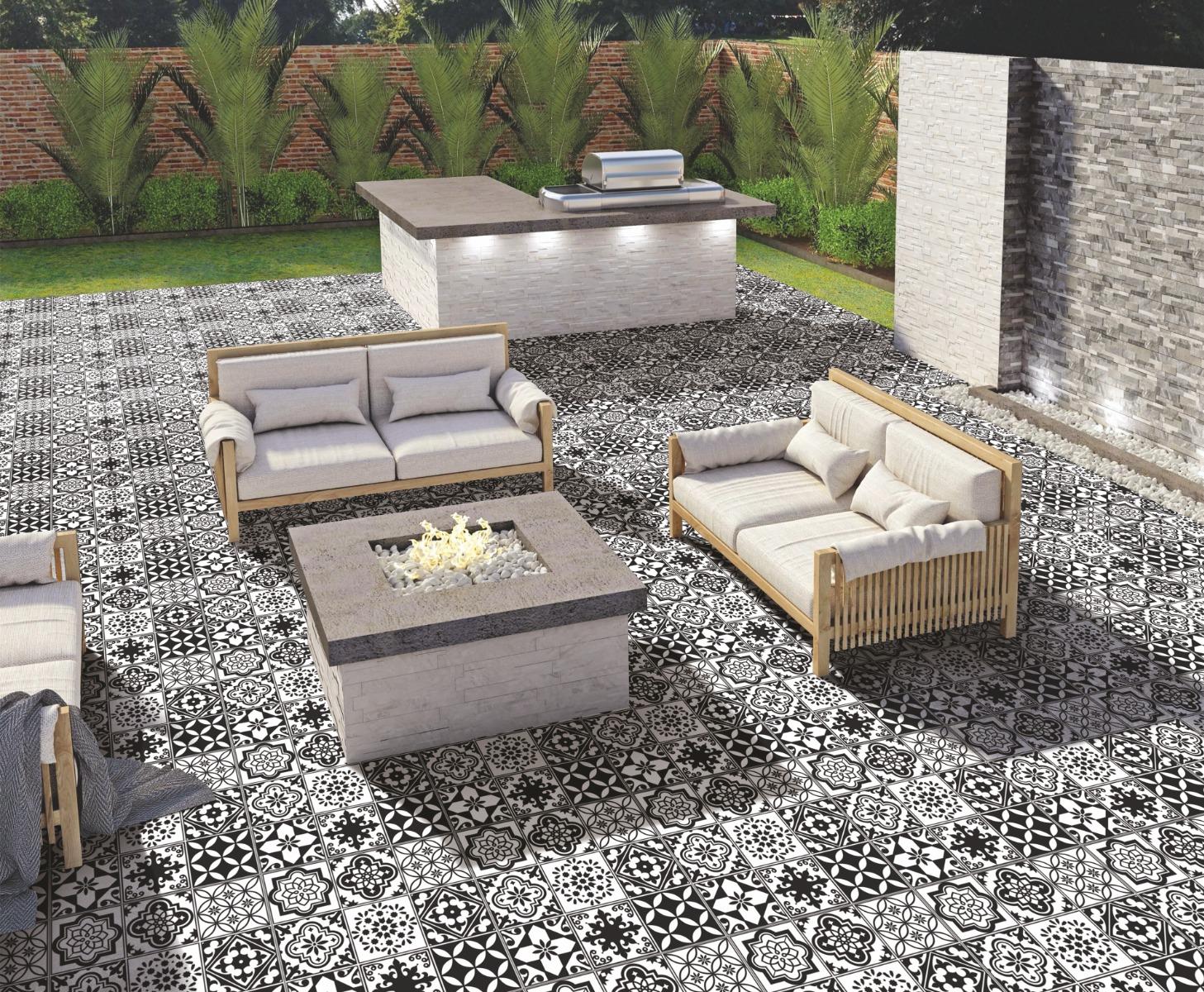 false HP B&W Zellige Moroccan Digital Paver tile 300x300 mm
