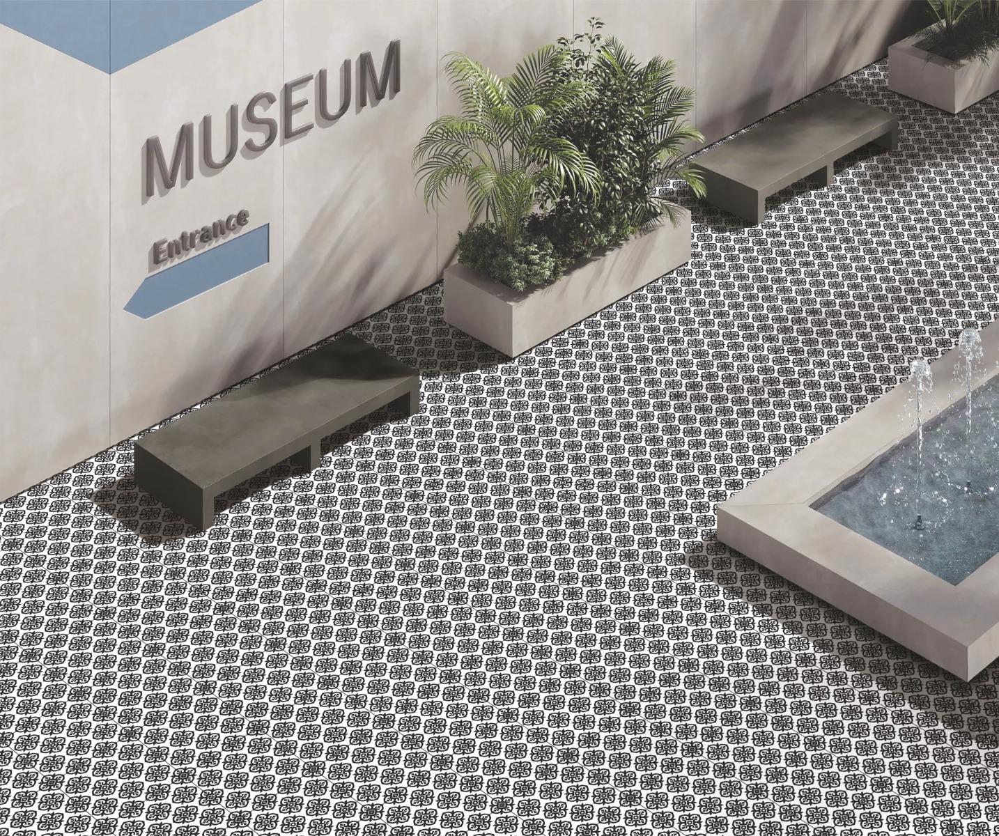 false HP Black Grid Athangudi Art Digital Paver tile 300x300 mm