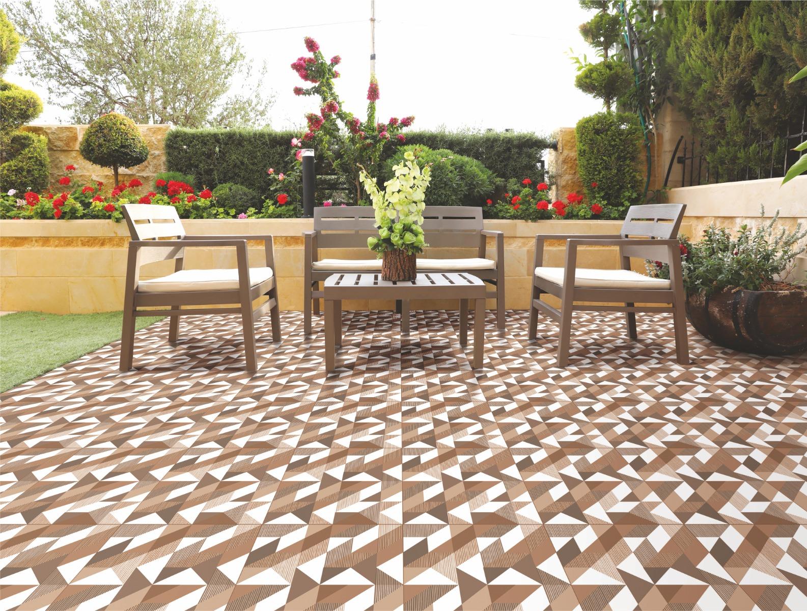 false HP Cocoa Striato Geometric Digital Paver tile 300x300 mm