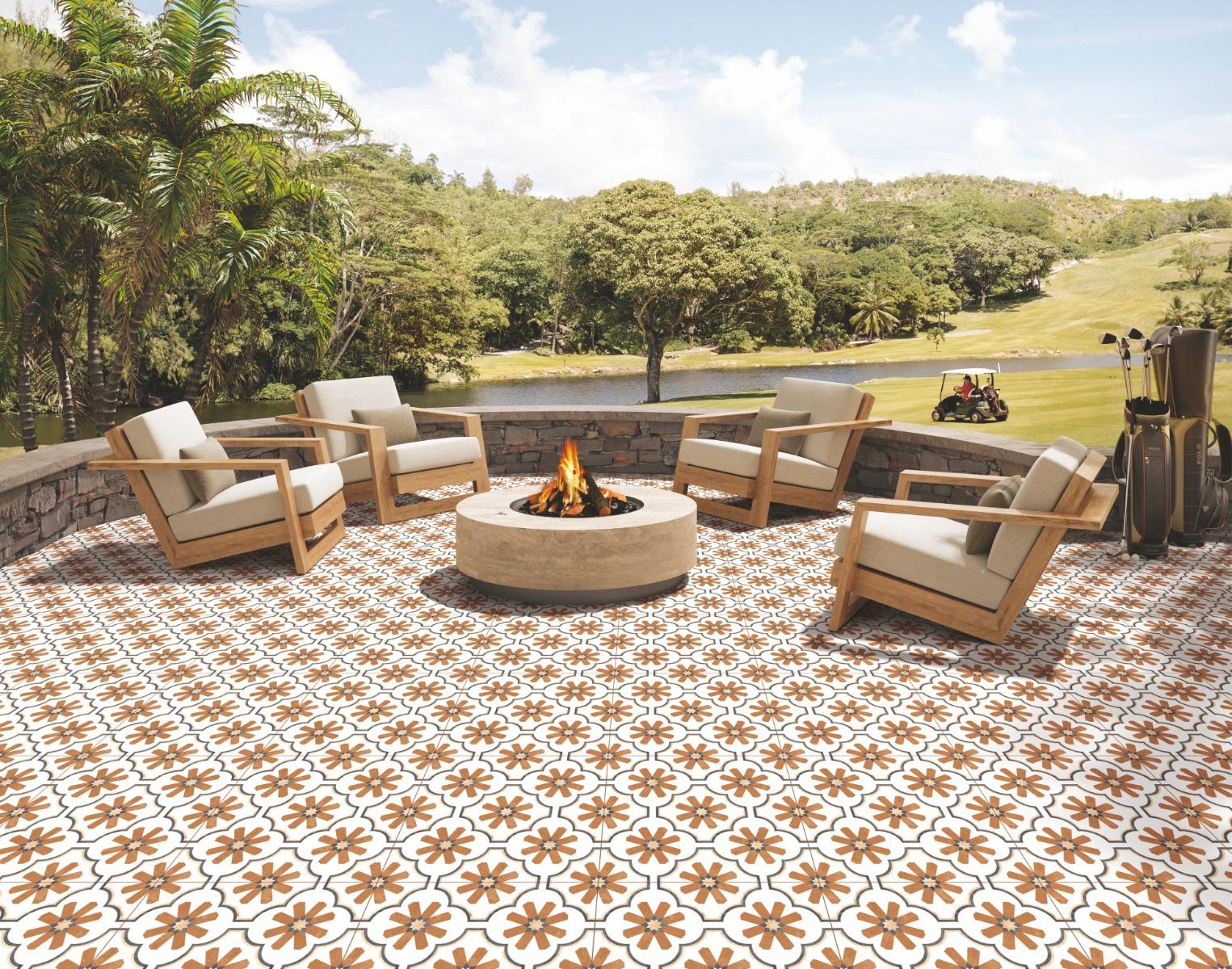 false  HP Motif Star Rusty Digital Paver tile 300x300 mm