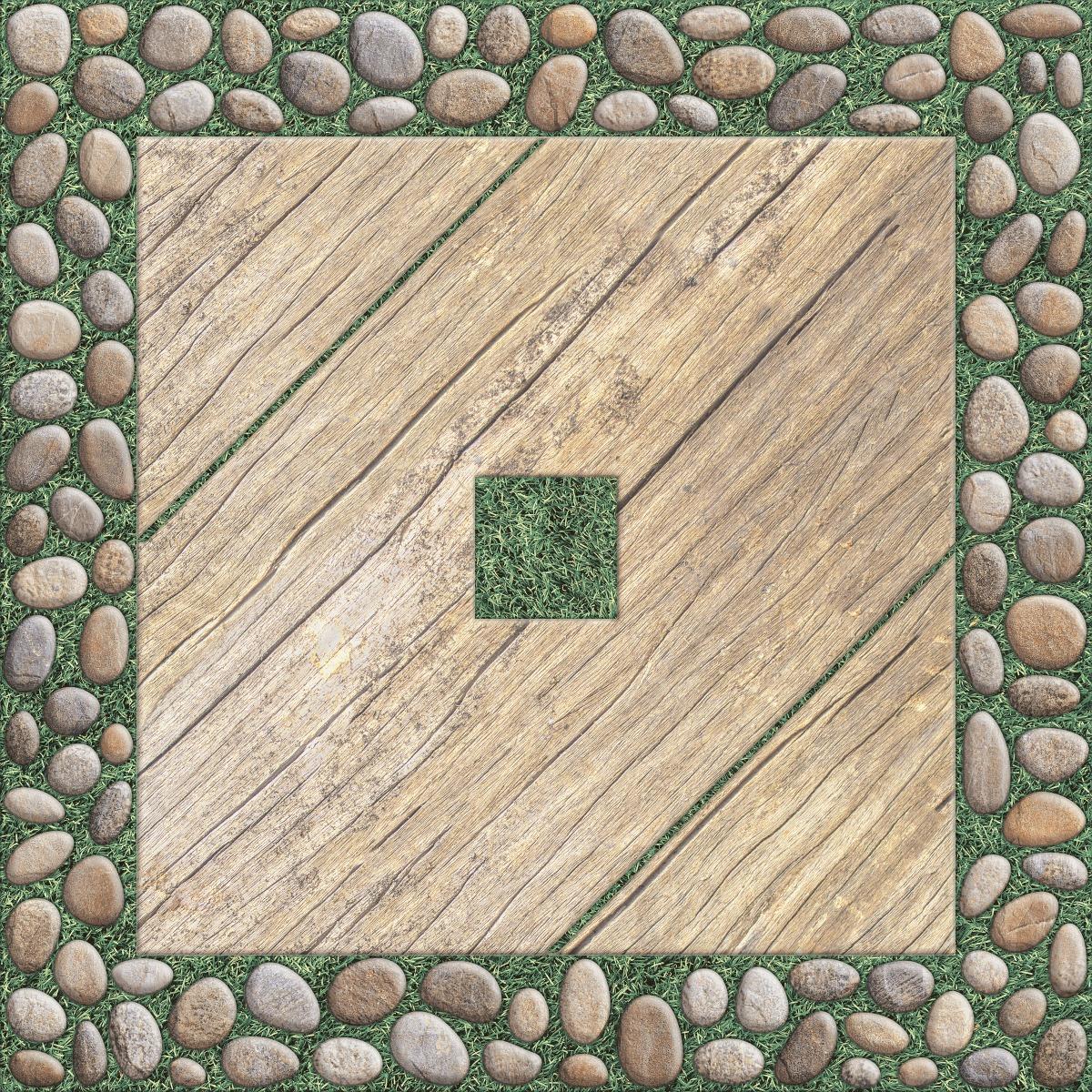 Buy HP Pebble Frame Wood Grass Floor Tiles Online | Orientbell Tiles