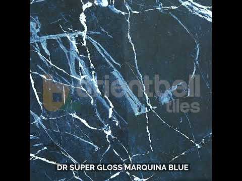 Super Glossy Finish DR Super Gloss Marquina Blue Glazed Vitrified Tiles 600x1200 mm