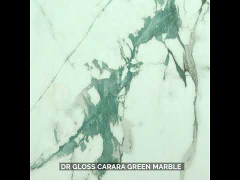 Glossy Finish DR Gloss Carara Green Marble Glazed Vitrified Tiles 600x1200 mm