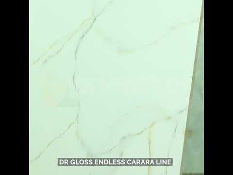 Glossy Finish DR Gloss Endless Carara Line Glazed Vitrified Tiles 600x1200 mm