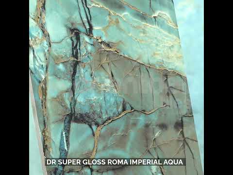 Super Glossy Finish DR Super Gloss Roma Imperial Aqua Glazed Vitrified Tiles 600x1200 mm