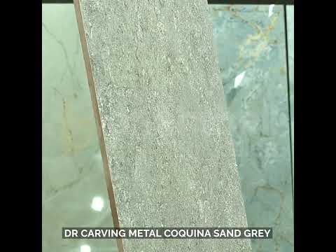 Matte Finish DR Carving Metal Coquina Sand Grey Glazed Vitrified Tiles 600x1200 mm