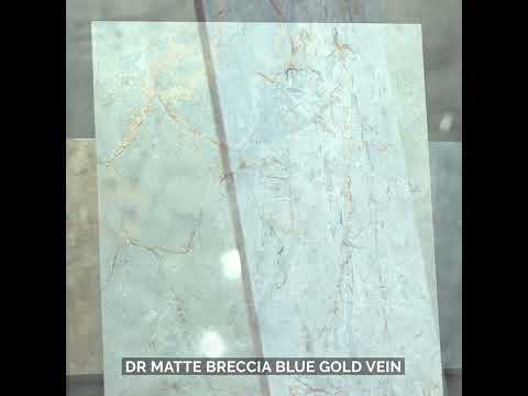 Matte Finish DR Matte Breccia Blue Gold Vein Glazed Vitrified Tiles 600x1200 mm