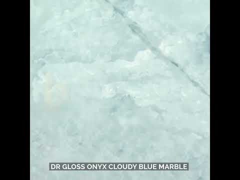 Glossy Finish DR Gloss Onyx Cloudy Blue Marble Glazed Vitrified Tiles 600x1200 mm