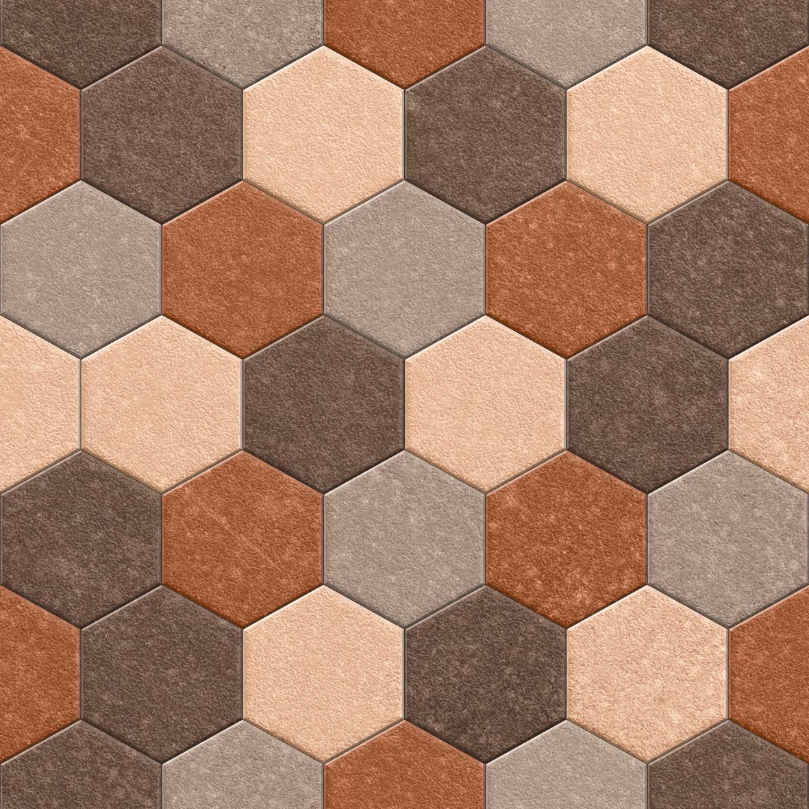 Matte Finish HRP Beige Multi Hexagon Stone Pavers tile 400x400 mm