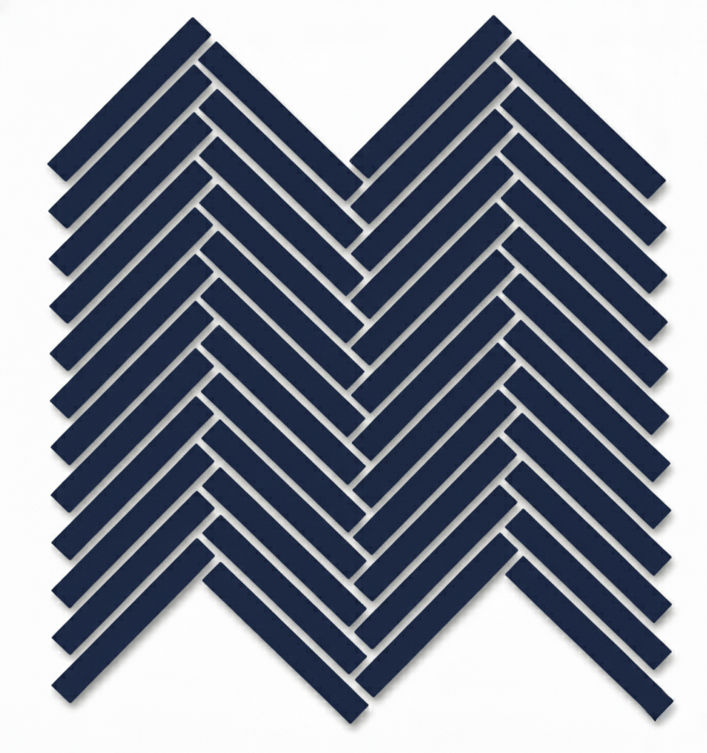 Glossy Finish Indigo Gloss Duo Herringbone Ceramic tile 255x270 mm