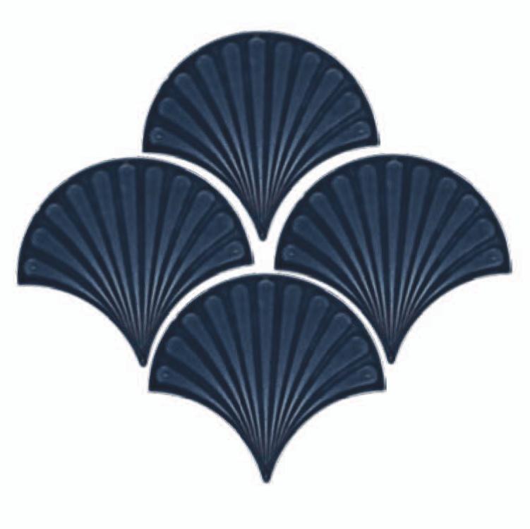 Glossy Finish Indigo Gloss Fishscale Art Ceramic tile 133x150 mm