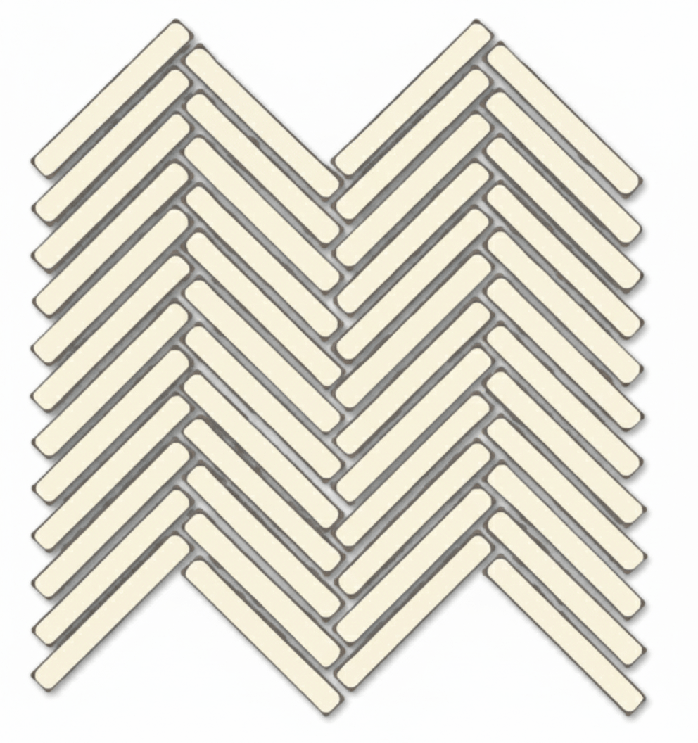 Glossy Finish Ivory Gloss 3D Duo Herringbone Ceramic tile 255x270 mm