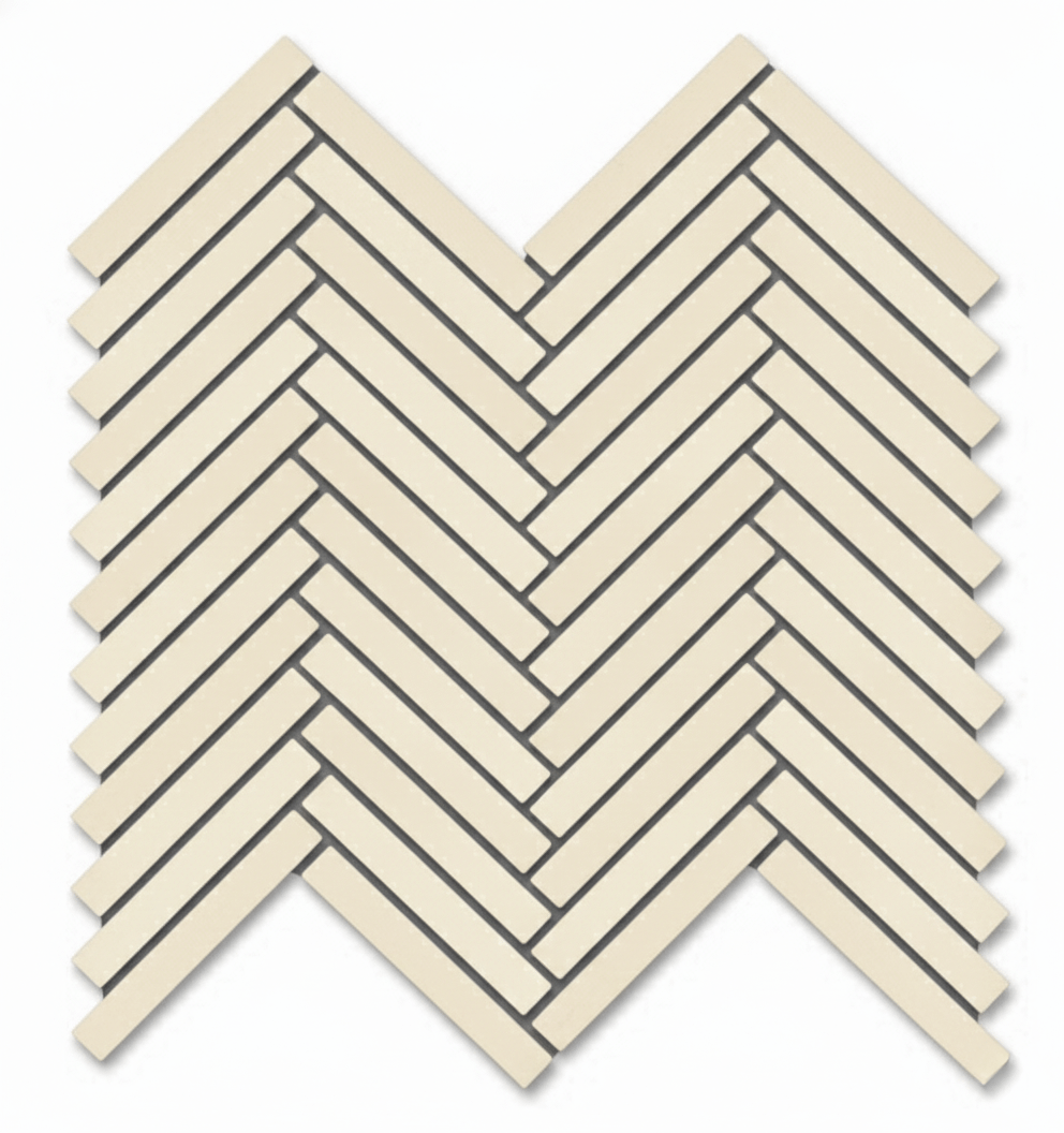 Glossy Finish Ivory Gloss Duo Herringbone Ceramic tile 255x270 mm