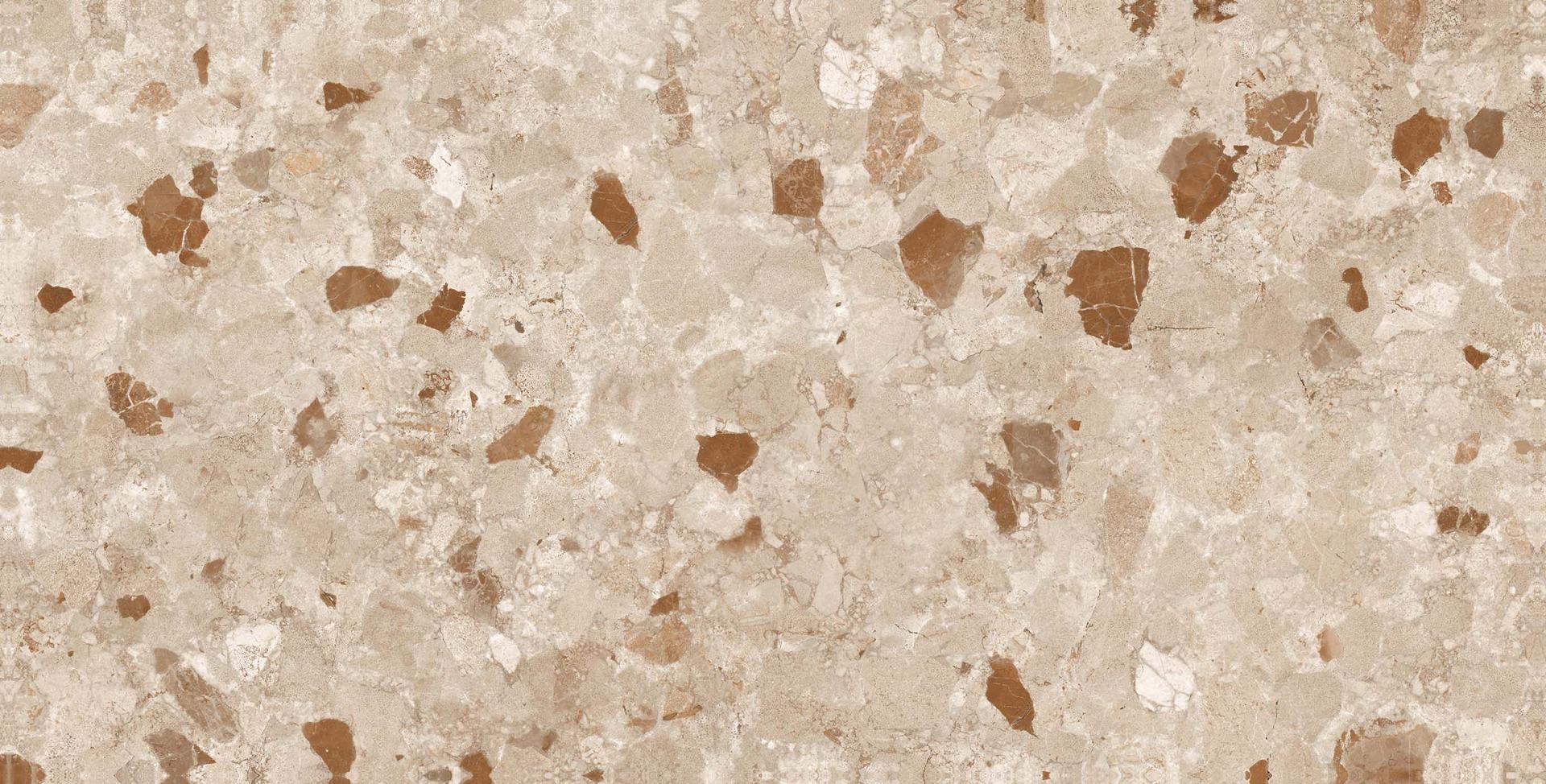 Matte Finish Latte Terrazzo GHR Matte Glazed Vitrified Tiles 600x1200 mm