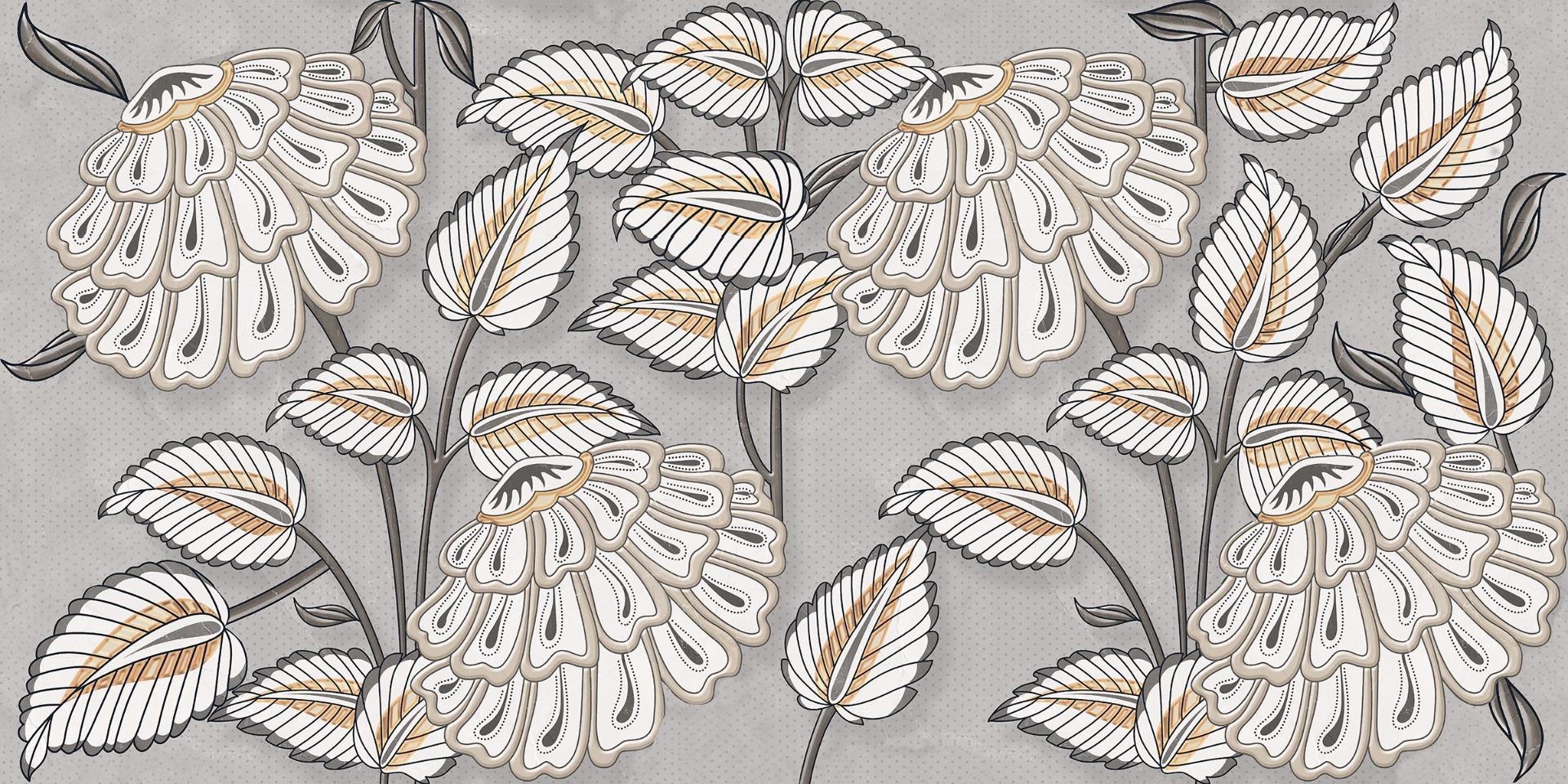 Carving Finish Leaf Lunar Carving Wallpaper  Glazed Vitrified Tiles 600x1200 mm