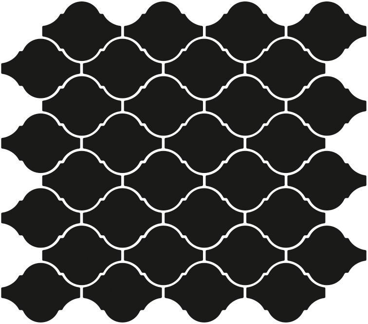 Matte Finish Matte Black Arabesque Ceramic tile 245x285 mm