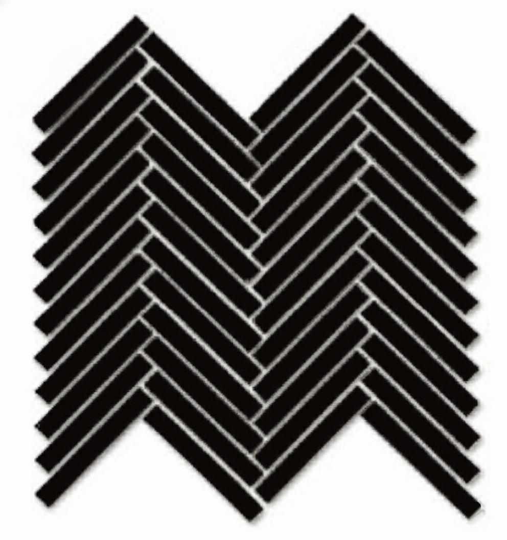 Matte Finish Matte Black Duo Herringbone Ceramic tile 255x270 mm