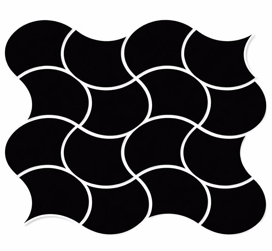 Matte Finish Matte Black Fishscale Waves Ceramic tile 272x272 mm