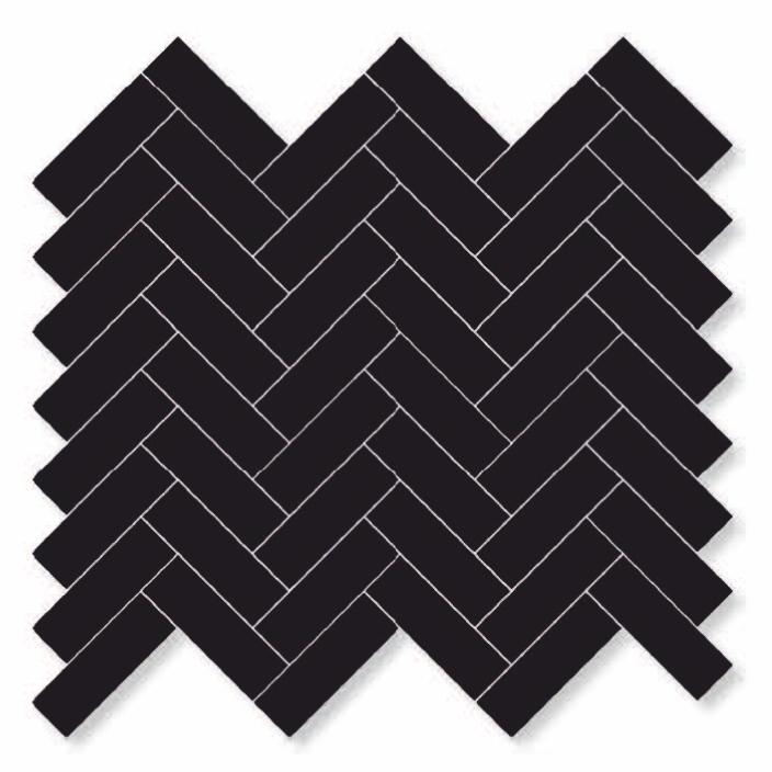 Matte Finish Matte Black Tri Herringbone Ceramic tile 282x315 mm