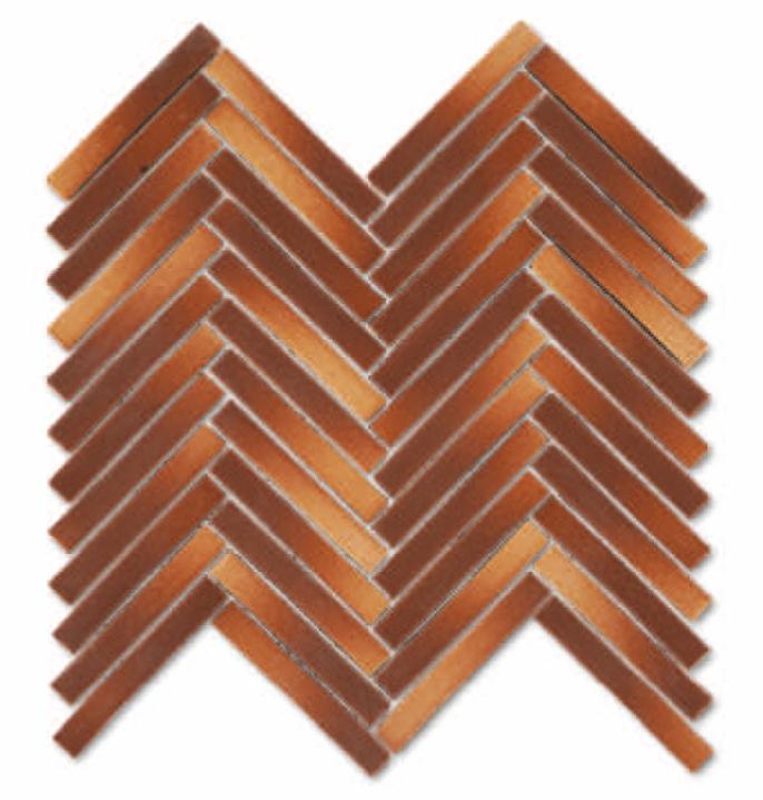Matte Finish Matte Copper 3D Duo Herringbone Ceramic tile 255x270 mm