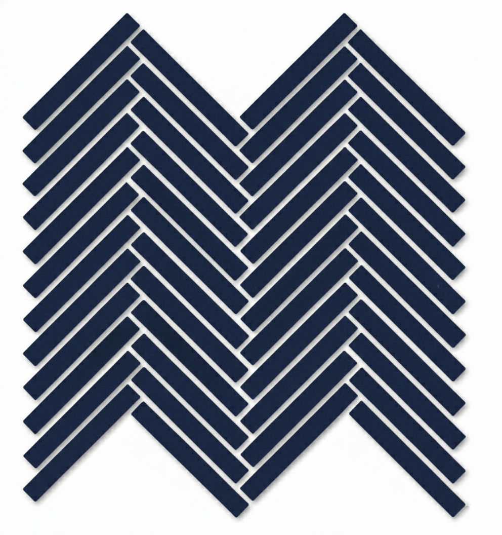 Matte Finish Matte Indigo Duo Herringbone Ceramic tile 255x270 mm