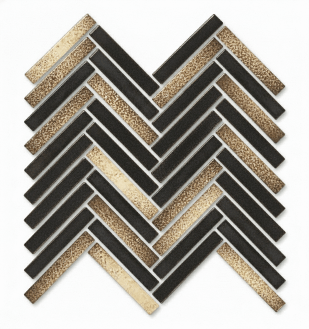 Matte Finish Matte Mocha Gold 3D Duo Herringbone Ceramic tile 255x270 mm
