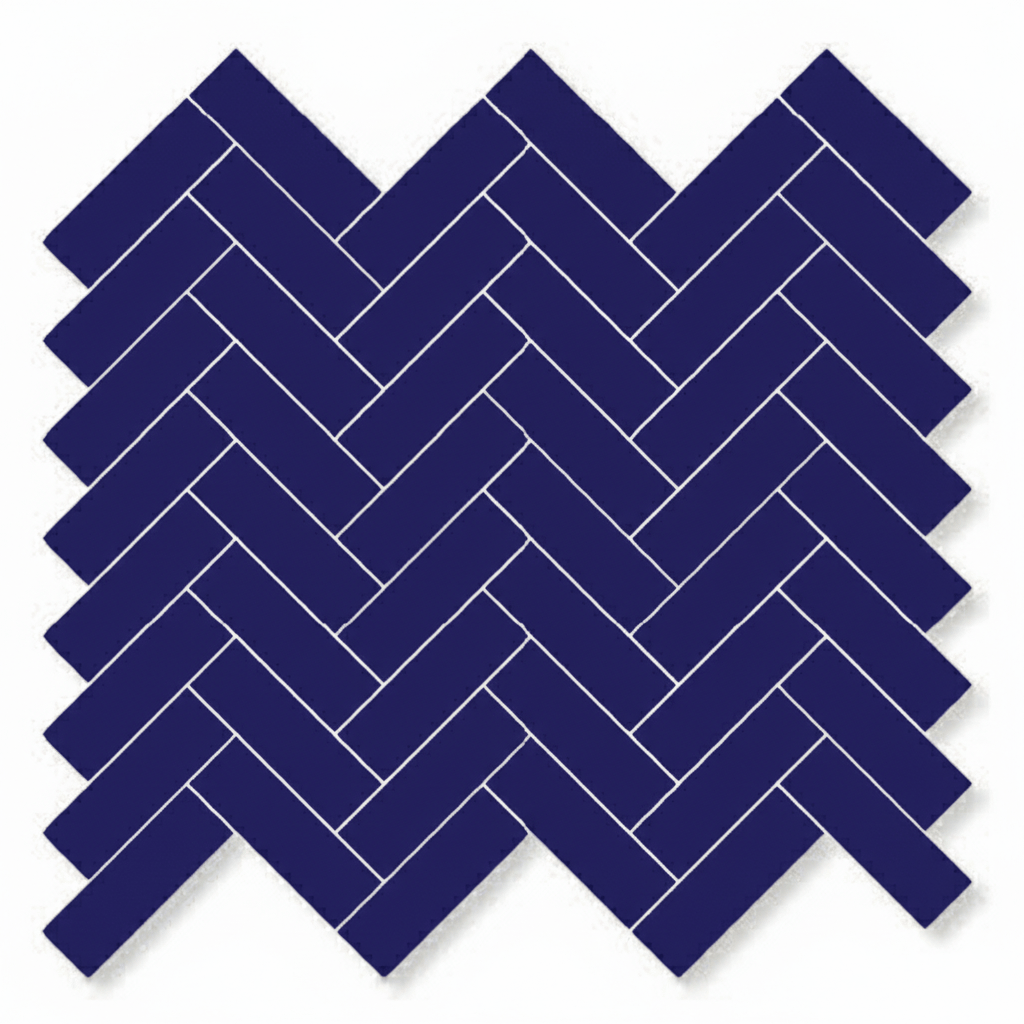 Matte Finish Matte Navy Blue Tri Herringbone Ceramic tile 282x315 mm