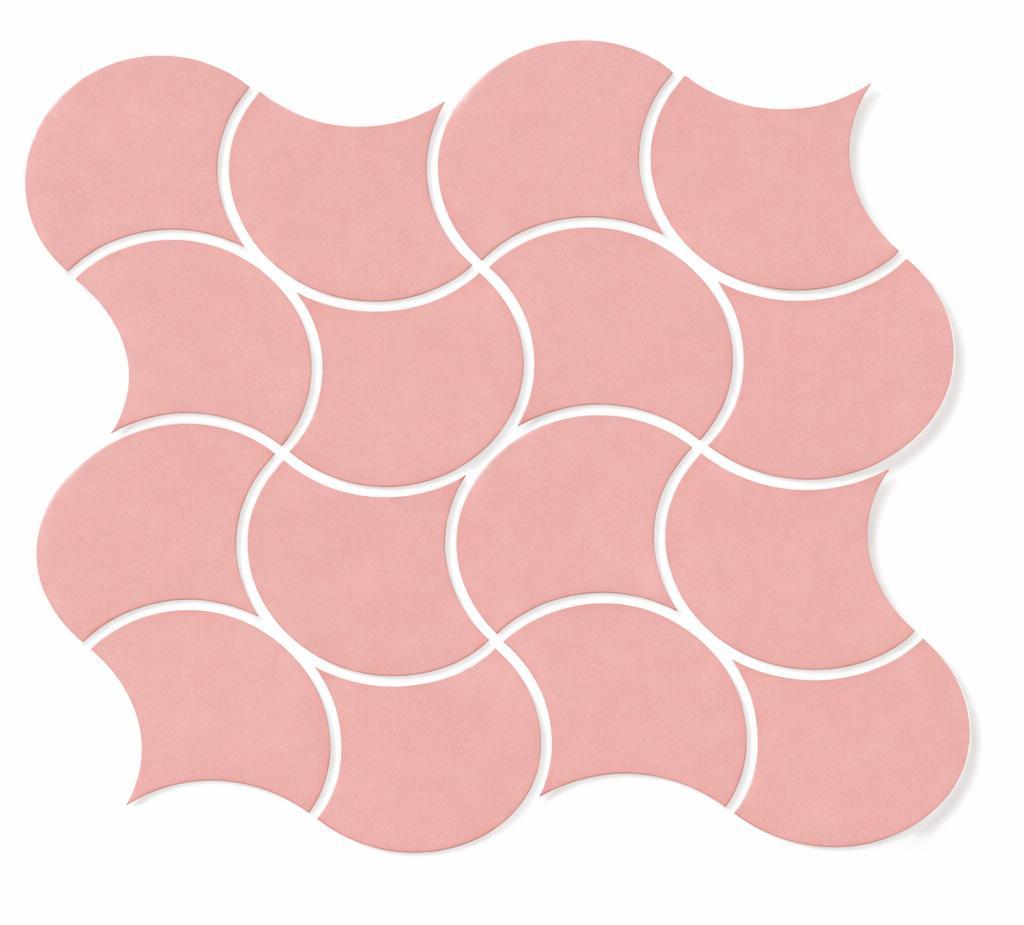 Matte Finish Matte Pink Fishscale Waves Ceramic tile 272x272 mm
