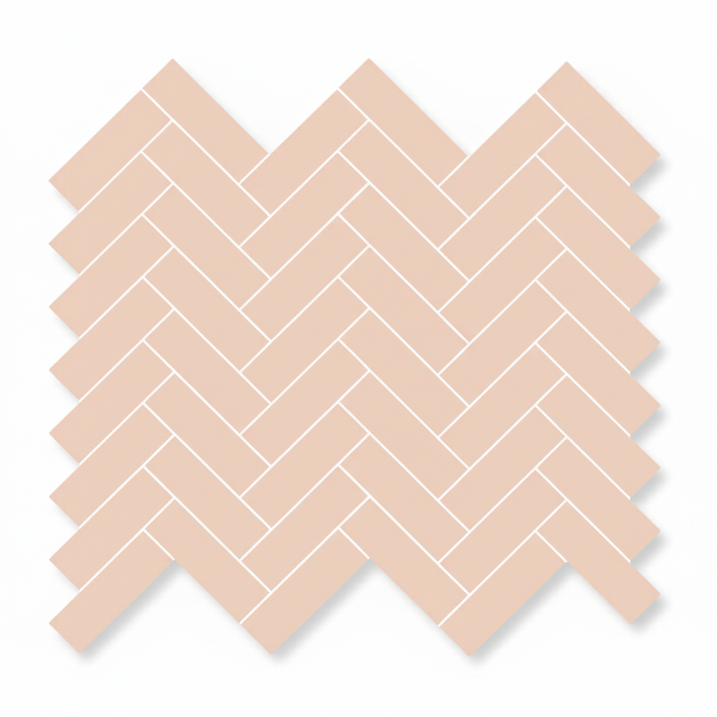 Matte Finish Matte Pink Tri Herringbone Ceramic tile 282x315 mm
