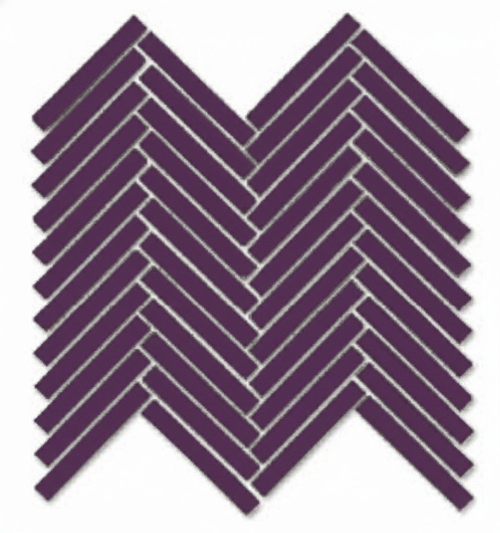 Matte Finish Matte Purple Duo Herringbone Ceramic tile 255x270 mm
