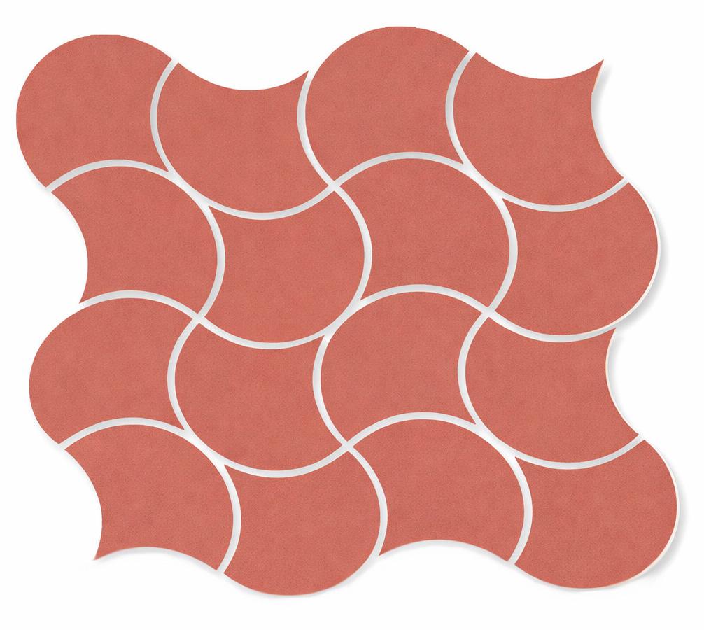 Matte Finish Matte Rouge Fishscale Waves Ceramic tile 272x272 mm