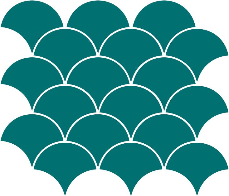 Matte Finish Matte Teal Blue Fishscale Ceramic tile 292x292 mm