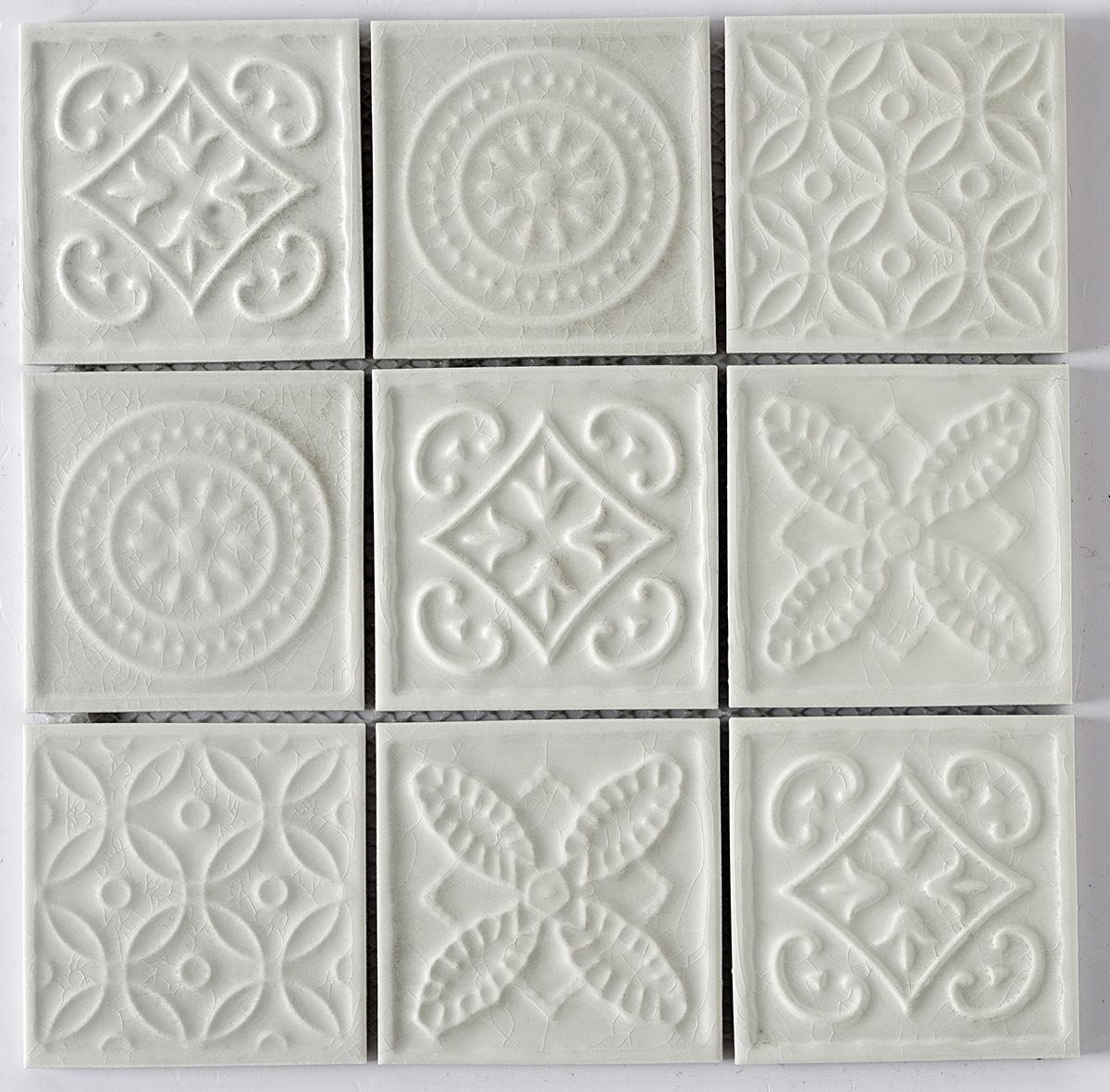 Matte Finish Matte White 3by3 Decor Heritage Ceramic tile 306x306 mm